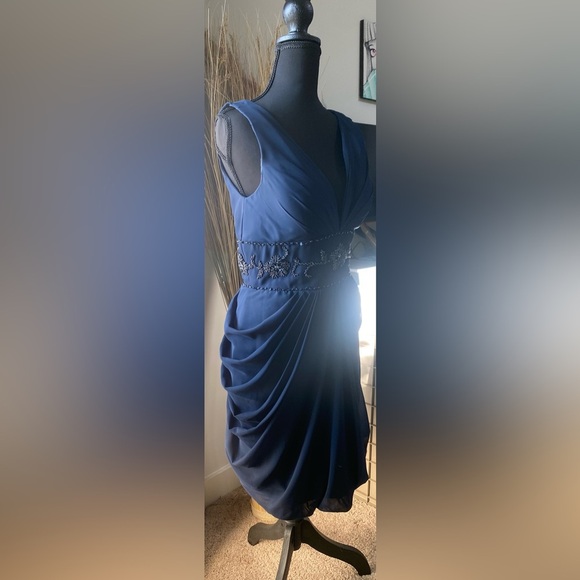 JJs House Navy Blue Elegant Beaded Formal Evening Dress - Picture 2 of 9